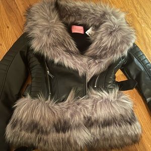 Furry leather jacket